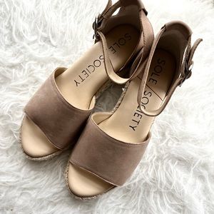 Sole Society Taupe Platform Sandals